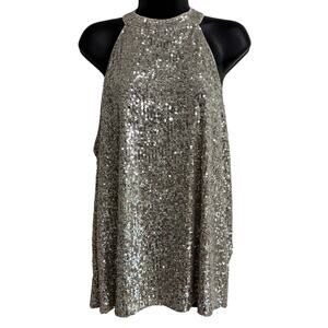 Cable & Gauge Sequin Dress Womens 3X Gold Sleeveless Halter Party New